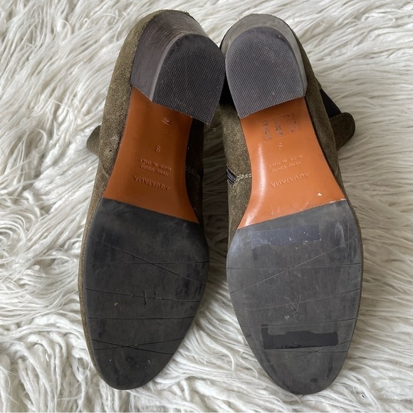 Aquatalia Florine Olive Green Suede Block Heeled Chelsea Ankle Bootie Size 9 - Picture 6 of 9